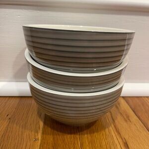 Villeroy and Boch Set Of 3 Handpainted Gray Rice Bowls Made In Germany Porcelain